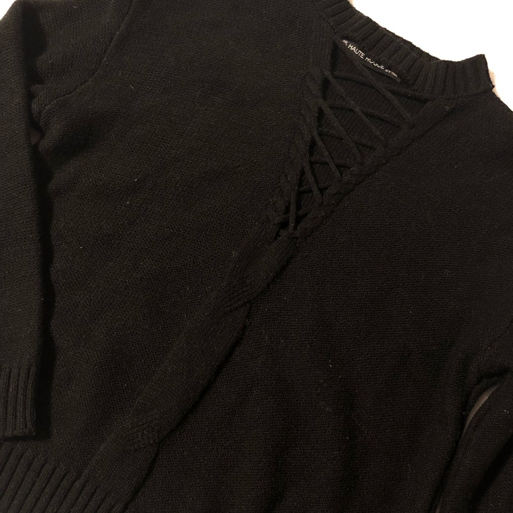 Cross neck black sweater